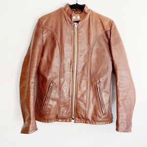 Vintage Schott Sportswear Moto 1980s Leather Brown Biker Jacket Sz 40
